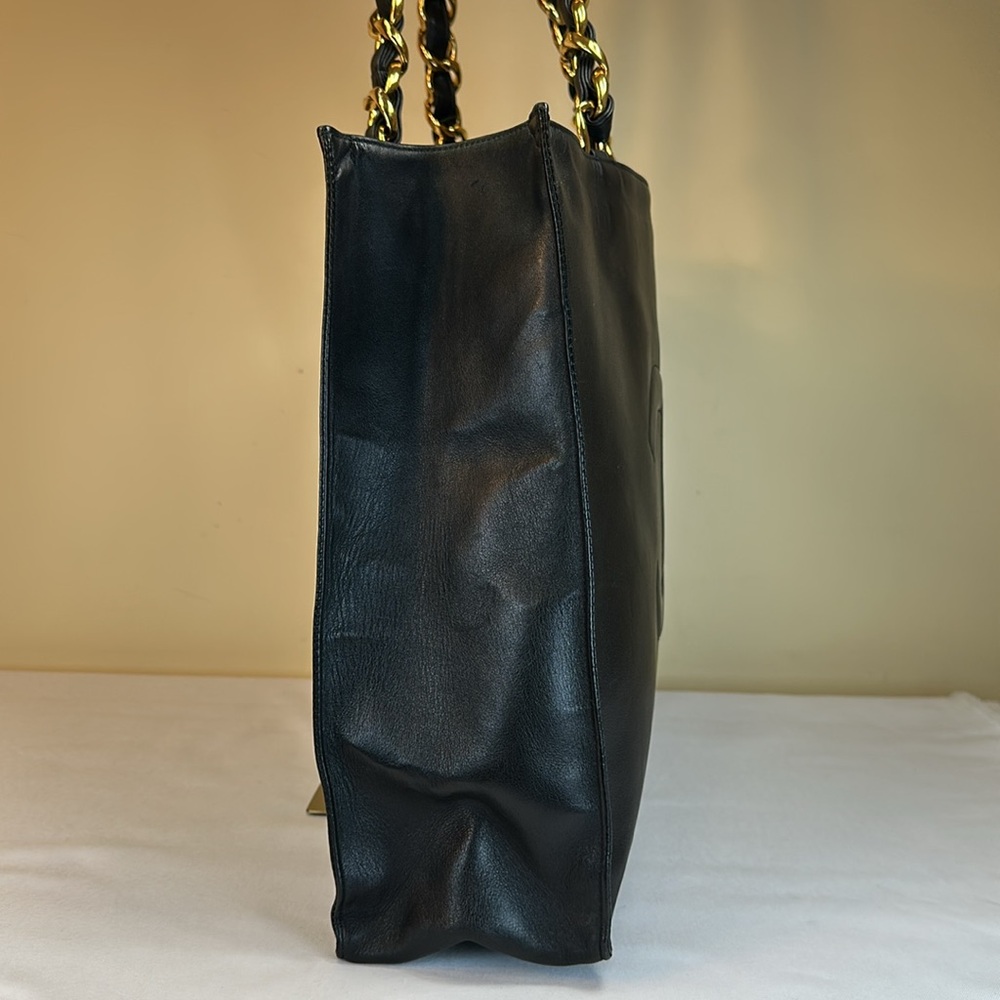 COA CHANEL CC Chunky Chain Calfskin XL Tote 24k Goldplated HDW Series #4 1996-97 - Picture 5 of 16